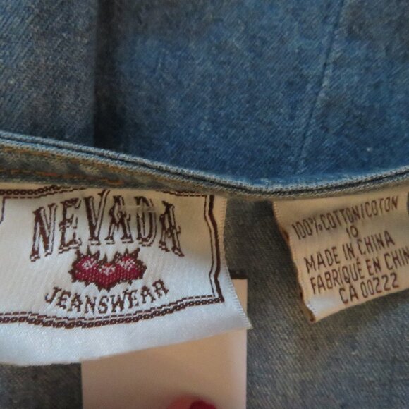 VINTAGE NEVADA JEANSWEAR Light Denim Pearl Snap Maxi Dress  - Size 10 - Picture 14 of 15